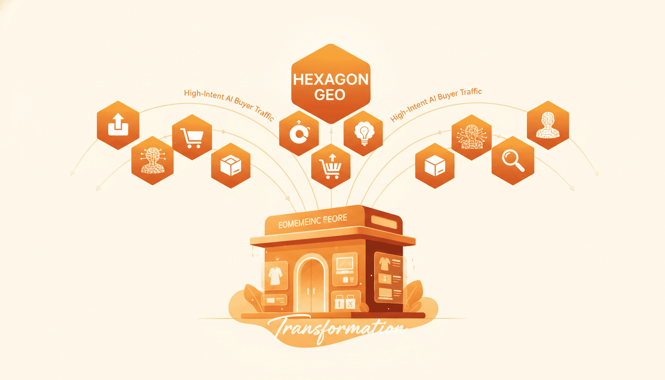 Hero image for A Beginner’s Guide to Capturing High-Intent AI Buyer Traffic with Hexagon’s GEO Platform - beginner GEO guide and Hexagon AI shopper capture