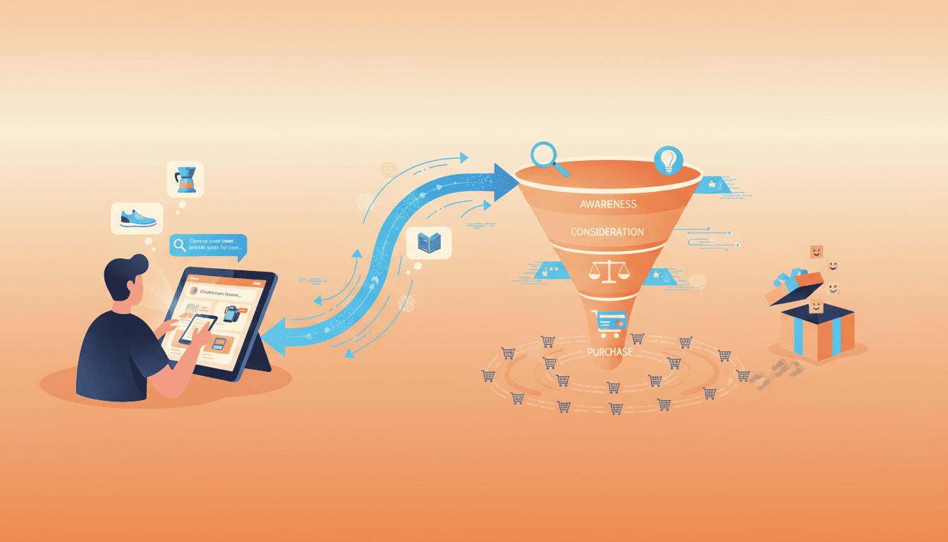 Hero image for Breaking Down the Consumer Journey in AI-Driven E-commerce Search: A Complete Guide - AI search consumer journey and e-commerce AI funnel