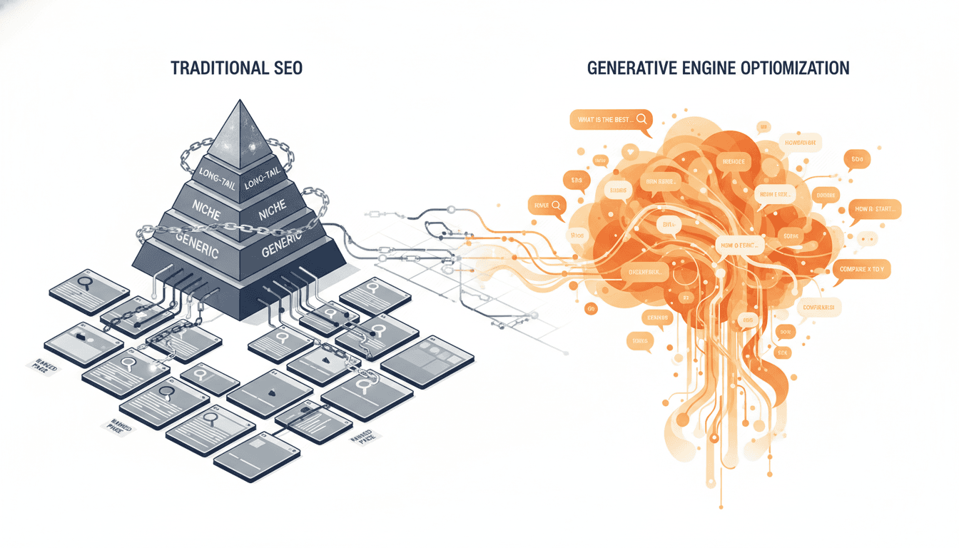 Hero image for From Keywords to Conversations: How Generative Engine Optimization Differs from Traditional SEO - GEO vs SEO and generative engine optimization