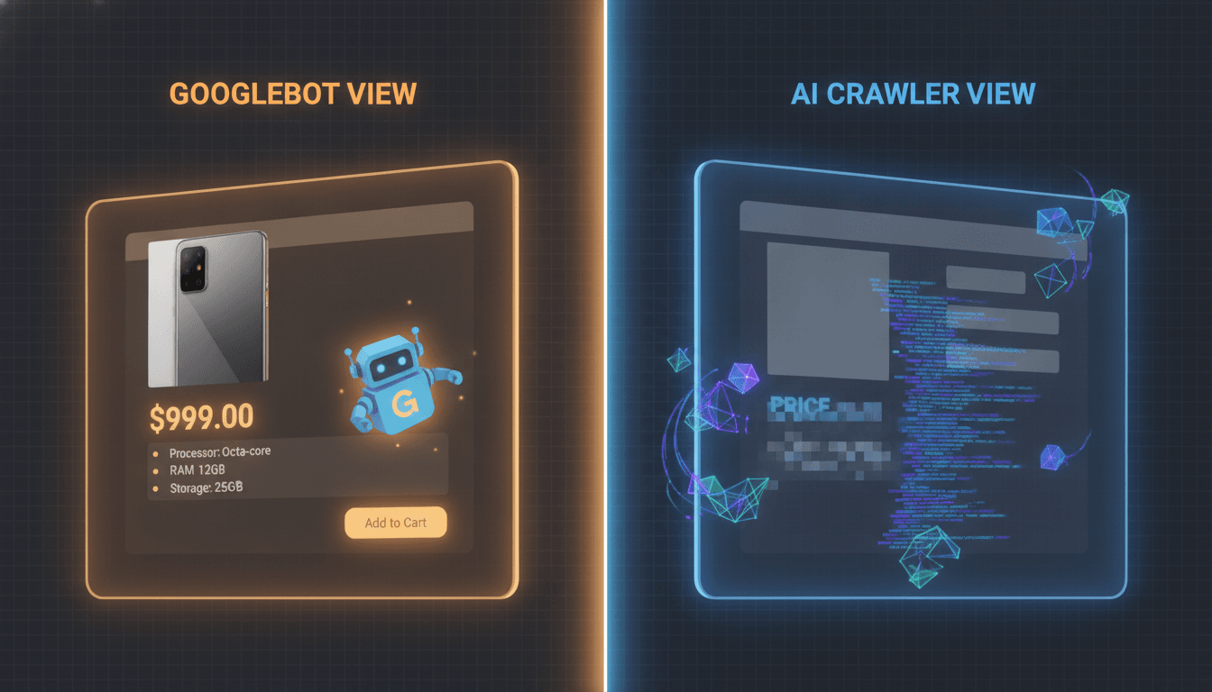 Hero image for How AI Crawlers Actually See Your Website: A Technical Introduction for E-Commerce Marketers - AI crawler access e-commerce and GPTBot vs Googlebot