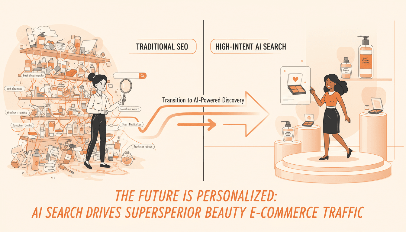 Hero image for Why High-Intent AI Search Traffic Outperforms Traditional SEO for Beauty E-Commerce Brands - high-intent AI search and beauty e-commerce GEO