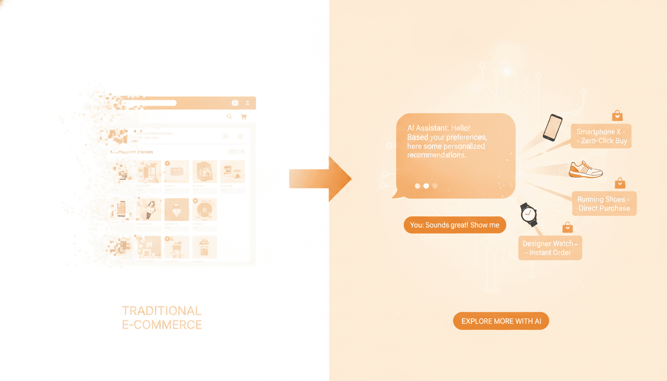Hero image for Zero-Click Commerce: How AI Search Is Eliminating the Need for Traditional E-Commerce Websites - zero-click commerce AI and AI shopping without clicking