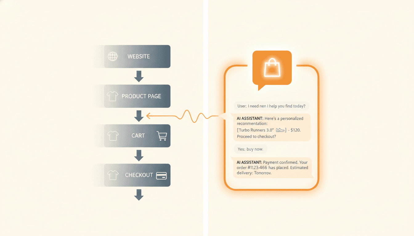 Hero image for Zero-Click Commerce: How AI Search Is Fundamentally Changing the E-Commerce Conversion Funnel - zero-click commerce and AI shopping without websites