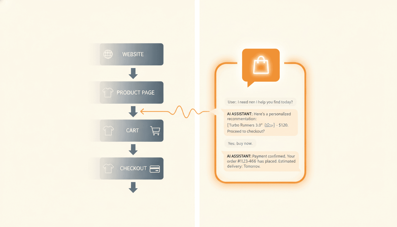 Hero image for Zero-Click Commerce: How AI Search Is Fundamentally Changing the E-Commerce Conversion Funnel - zero-click commerce and AI shopping without websites